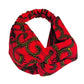 African Print Fabric Handmade Top Knot Headband Red Ankara Cotton Elasticated Stretchy Wide Large by Dovetailed