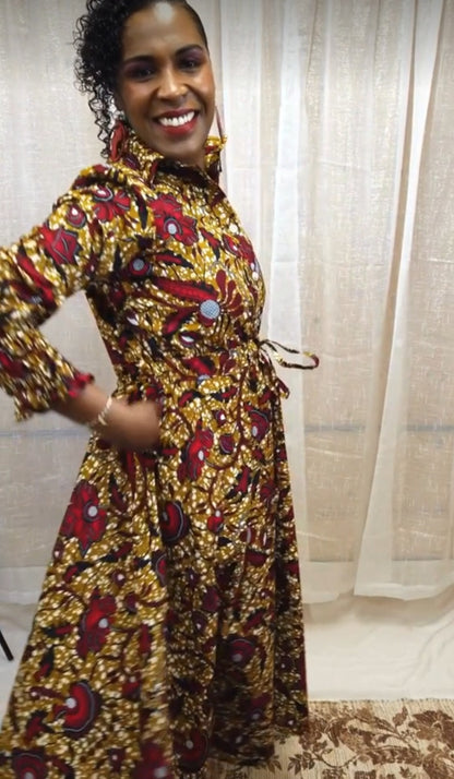 The Ultimate Onyeka African Print Shirt Dress in Brown Ankara Dress Clothes Pockets