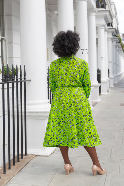 The Ultimate Onyeka African Print Shirt Dress Green Ankara Dress Clothes Pockets