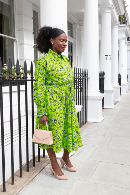 The Ultimate Onyeka African Print Shirt Dress Green Ankara Dress Clothes Pockets