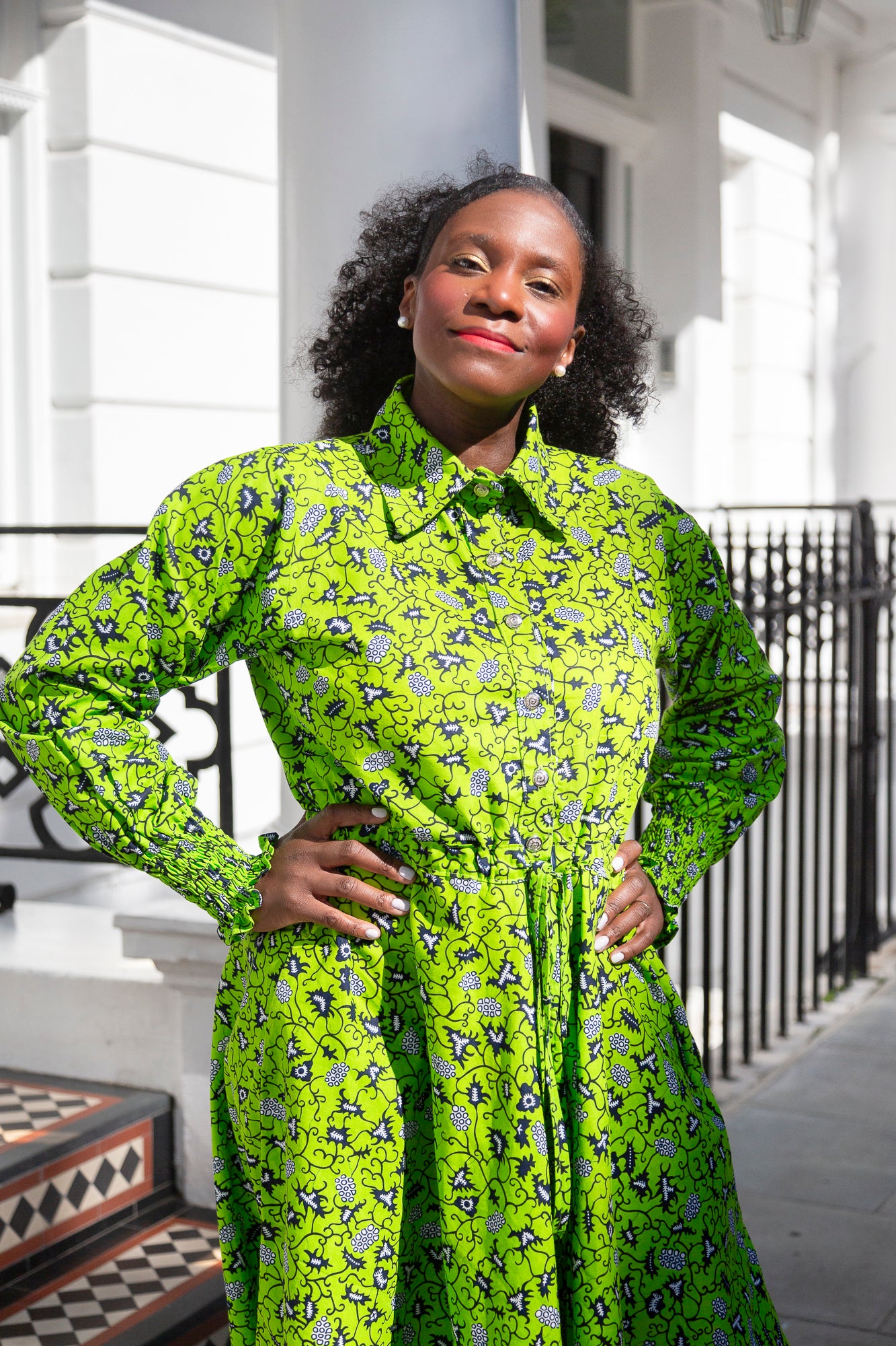 The Ultimate Onyeka African Print Shirt Dress Green Ankara Dress Clothes Pockets